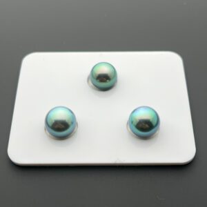 9-9.5 mm Ocean Blue Semi Barok Tahitian Pearl Trio set