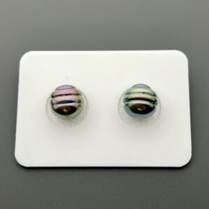 9.70 mm Paired Tahitian Circle Pearls Peacock