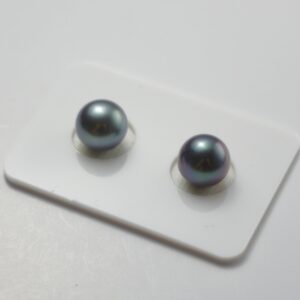 10.1 mm Paired Blue Round Tahitian Pearls