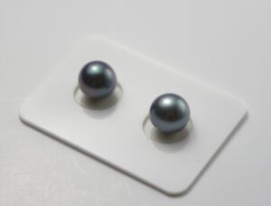 10.1 mm Paired Blue Round Tahitian Pearls