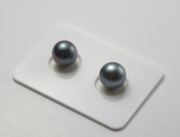 10.1 mm Paired Blue Round Tahitian Pearls