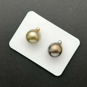 11 mm Yellow &Brown Paired Semi-Baroque Tahiti Pearls