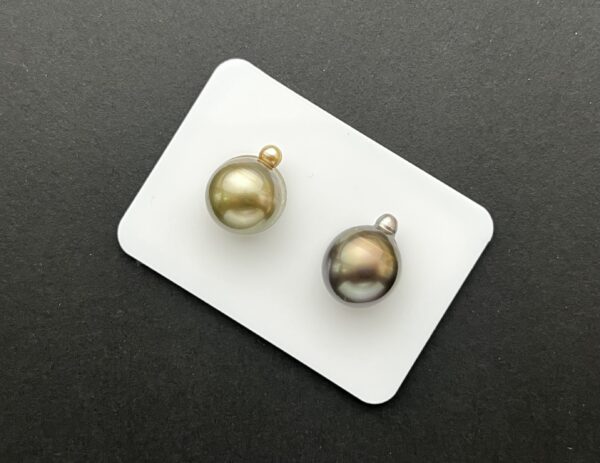 11 mm Yellow &Brown Paired Semi-Baroque Tahiti Pearls