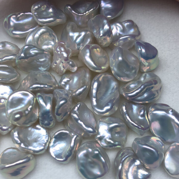 Keshi white silver pearls