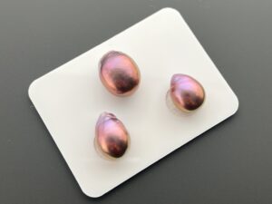 13 mm+11.50 mm*2 Trio Set Edison Baroque Pearls (Copper purple)