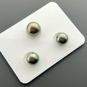 11.40+9.7 mm*2 Trio Set Tahtian pearls (Peacock )
