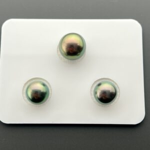 11.40+9.7 mm*2 Trio Set Tahtian pearls (Peacock )