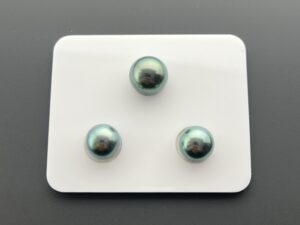 10.80 mm + 9.7 mm *2 Trio Set Tahitian Pearls (Green Blue)